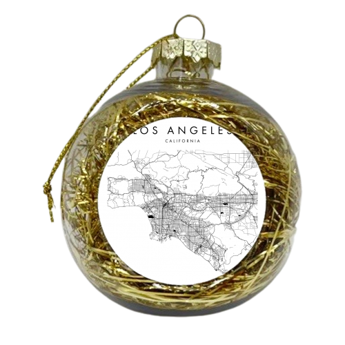 Los Angeles California Minimal Modern Street Map - xmas bauble by Toni Scott