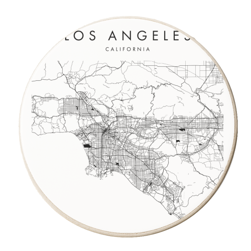 Los Angeles California Minimal Modern Street Map - personalised beer coaster by Toni Scott