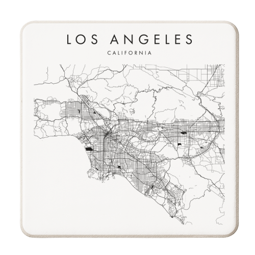 Los Angeles California Minimal Modern Street Map - personalised beer coaster by Toni Scott