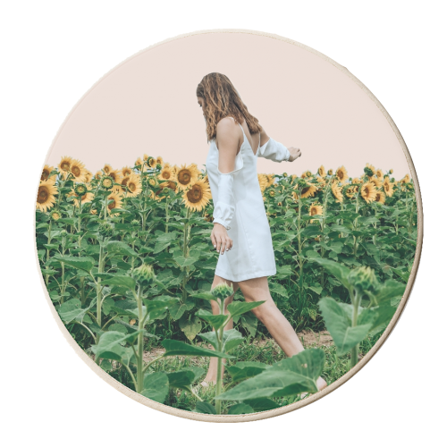 Lost in Sunflowers - personalised beer coaster by Uma Prabhakar Gokhale