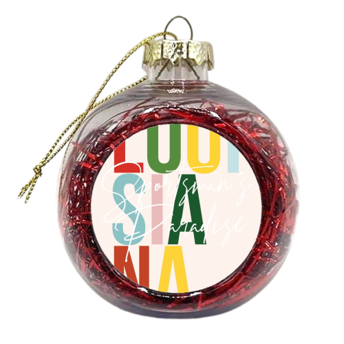 Louisiana "Sportsmans Paradise" Color State - xmas bauble by Toni Scott