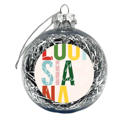 Louisiana "Sportsmans Paradise" Color State - xmas bauble by Toni Scott
