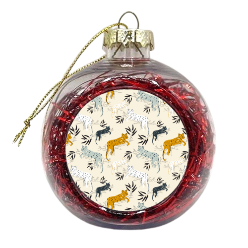 Lounging leopards - xmas bauble by Michelle Walker