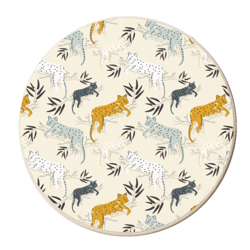 Lounging leopards - personalised beer coaster by Michelle Walker