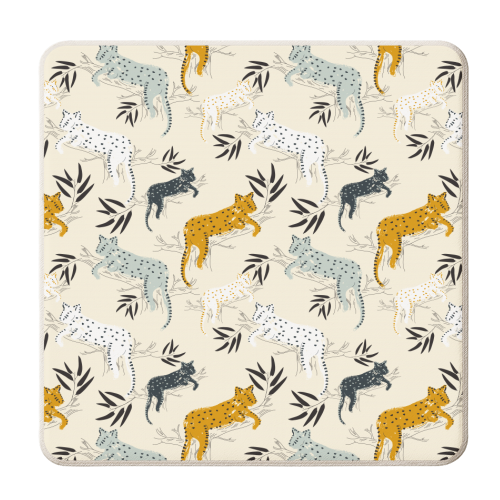 Lounging leopards - personalised beer coaster by Michelle Walker