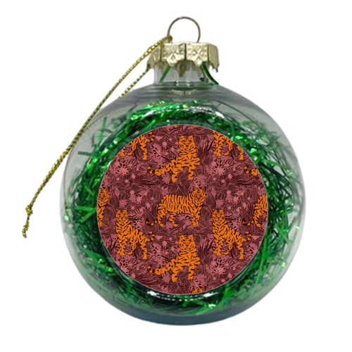 Lounging Tigers - xmas bauble by Dawn Welch