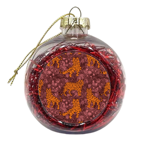 Lounging Tigers - xmas bauble by Dawn Welch