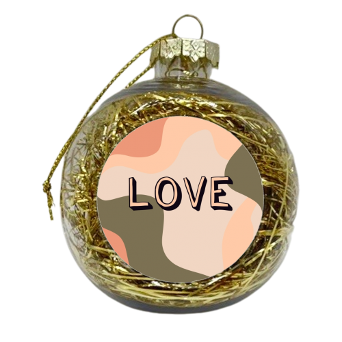 Love - Abstract Wave Lines - xmas bauble by The Girl Next Draw
