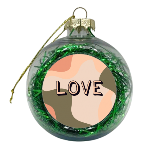 Love - Abstract Wave Lines - xmas bauble by The Girl Next Draw