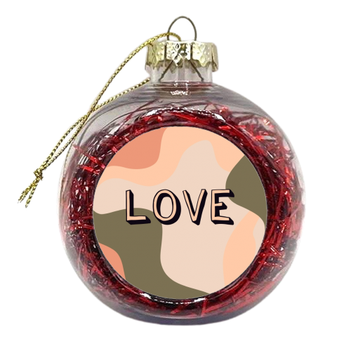 Love - Abstract Wave Lines - xmas bauble by The Girl Next Draw