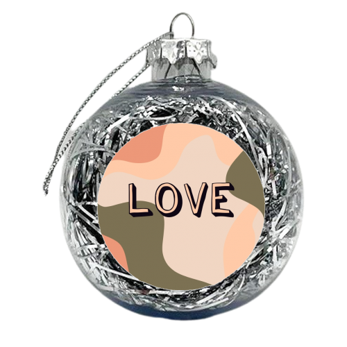 Love - Abstract Wave Lines - xmas bauble by The Girl Next Draw