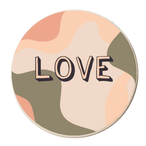 Love - Abstract Wave Lines - personalised beer coaster by The Girl Next Draw