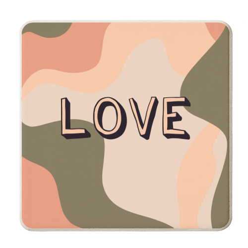 Love - Abstract Wave Lines - personalised beer coaster by The Girl Next Draw