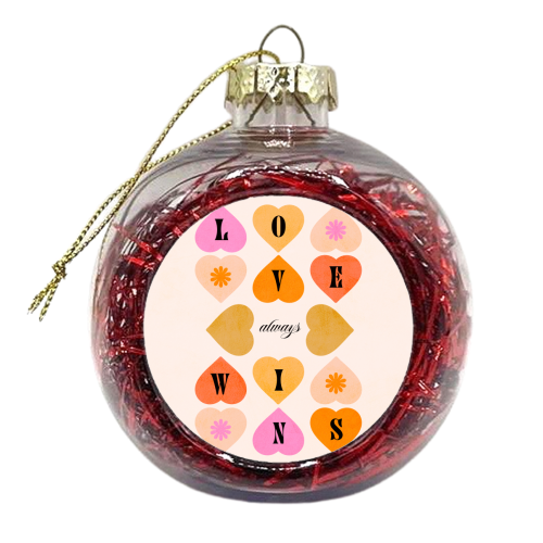 Love always wins - Earthy, peachy and pink - xmas bauble by Dominique Vari