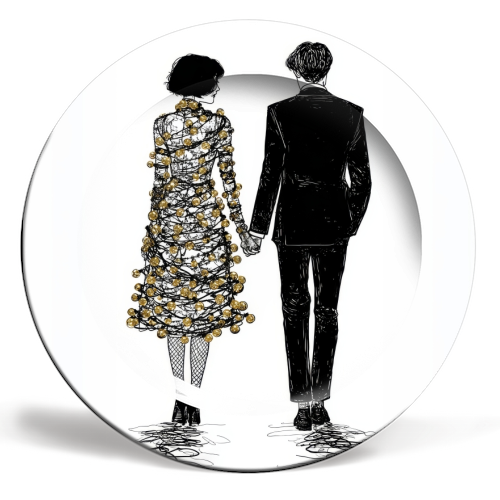 Love at Christmas - ceramic dinner plate by DejaReve