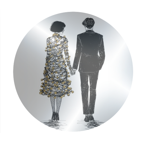 Love at Christmas - Circle Sticker by DejaReve