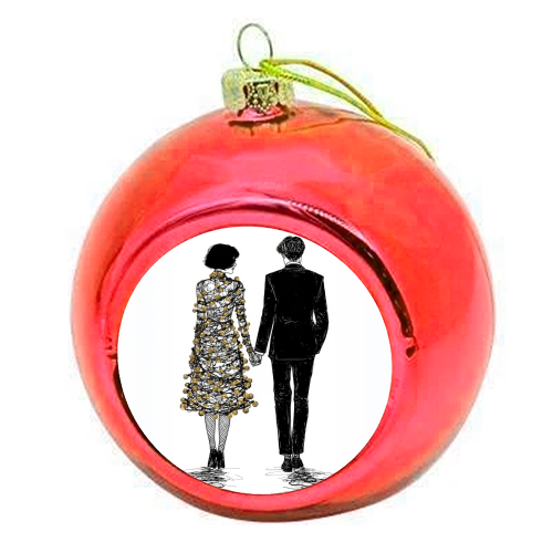 Love at Christmas - colourful christmas bauble by DejaReve