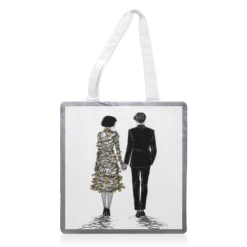 Love at Christmas - printed canvas tote bag by DejaReve