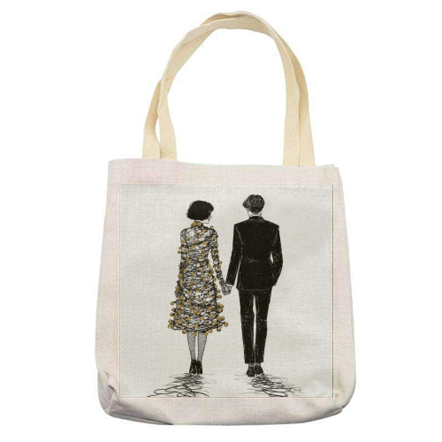 Love at Christmas - printed canvas tote bag by DejaReve