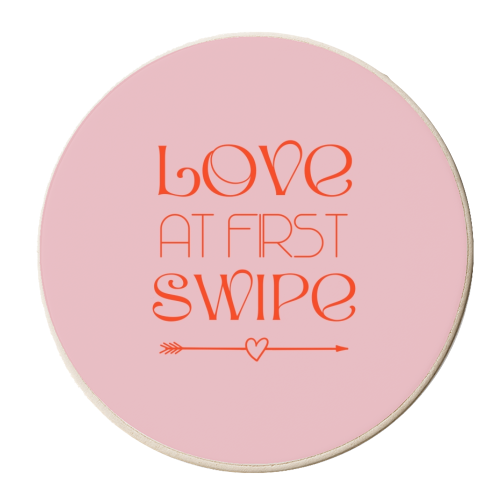 Love at first swipe print - personalised beer coaster by The Girl Next Draw