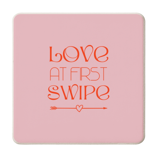 Love at first swipe print - personalised beer coaster by The Girl Next Draw