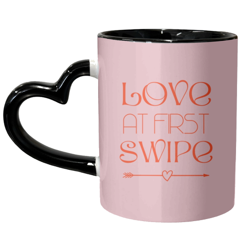 Love at first swipe print - unique mug by The Girl Next Draw