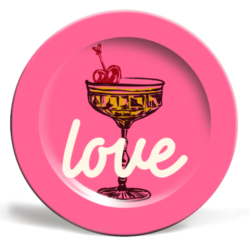 Love Cocktail Illustration - ceramic dinner plate by EZbie