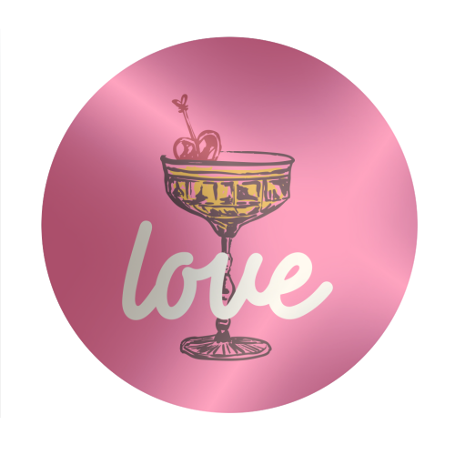Love Cocktail Illustration - Circle Sticker by EZbie