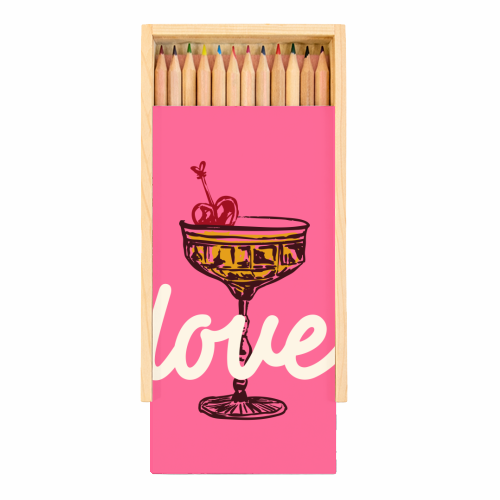 Love Cocktail Illustration - Coloured Pencils with Box by EZbie