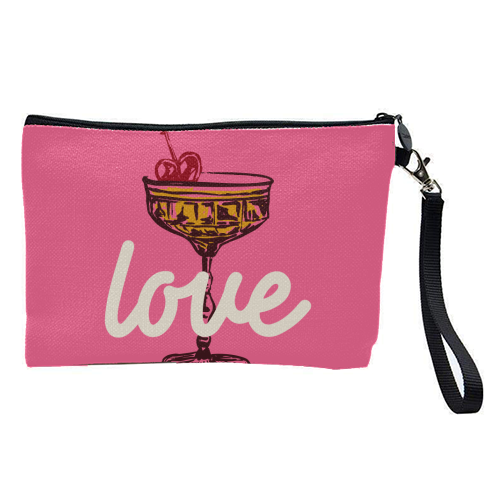 Love Cocktail Illustration - pretty makeup bag by EZbie