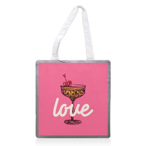 Love Cocktail Illustration - printed canvas tote bag by EZbie