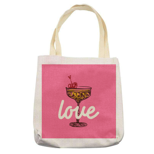 Love Cocktail Illustration - printed canvas tote bag by EZbie