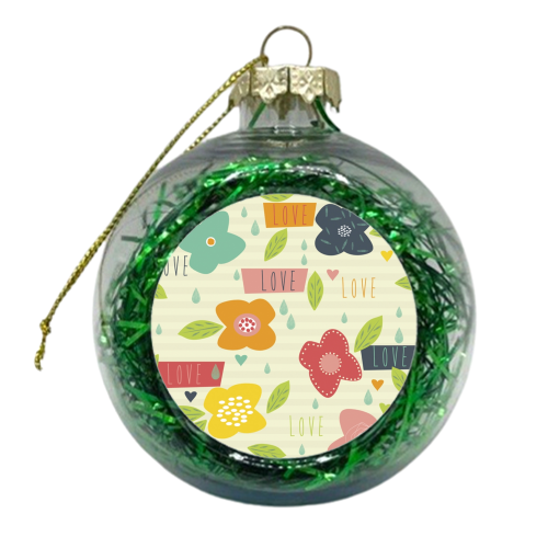 love floral  - xmas bauble by Faye Gollaglee