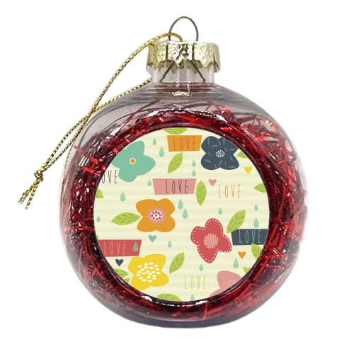 love floral  - xmas bauble by Faye Gollaglee