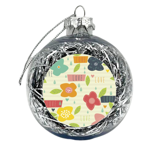 love floral  - xmas bauble by Faye Gollaglee