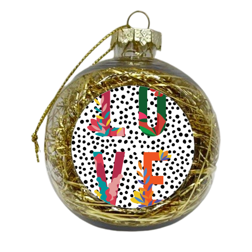 LOVE Floral Polka Dot - xmas bauble by The 13 Prints