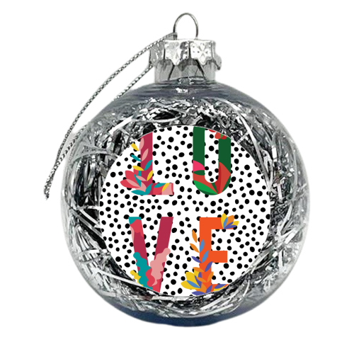 LOVE Floral Polka Dot - xmas bauble by The 13 Prints