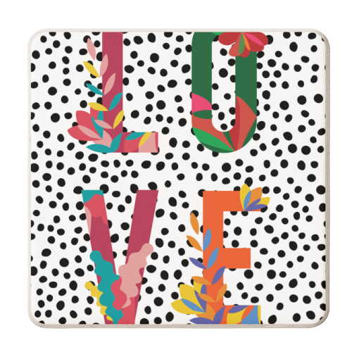 LOVE Floral Polka Dot - personalised beer coaster by The 13 Prints
