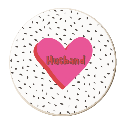 Love Heart Husband - personalised beer coaster by Laura Lonsdale