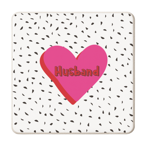 Love Heart Husband - personalised beer coaster by Laura Lonsdale