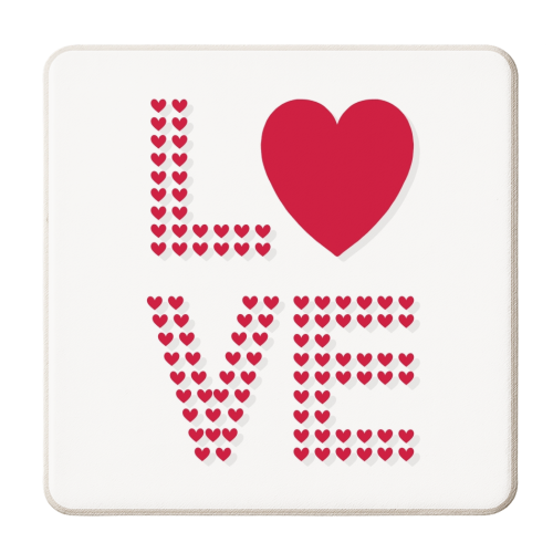 Love heart love font - personalised beer coaster by The Girl Next Draw
