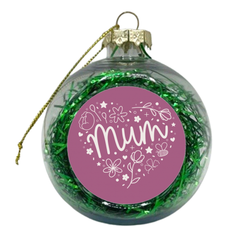 Love heart shape mum Mother's Day print - xmas bauble by The Girl Next Draw