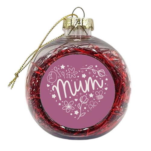 Love heart shape mum Mother's Day print - xmas bauble by The Girl Next Draw
