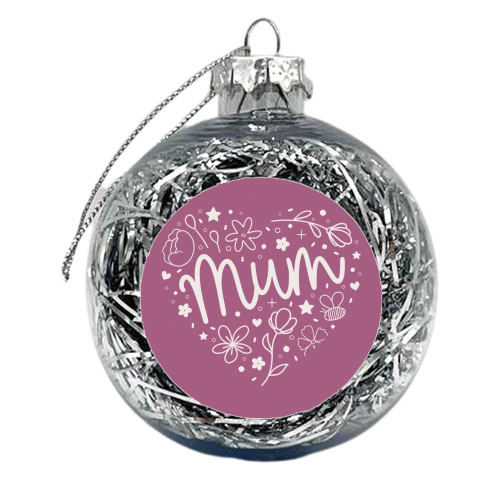Love heart shape mum Mother's Day print - xmas bauble by The Girl Next Draw