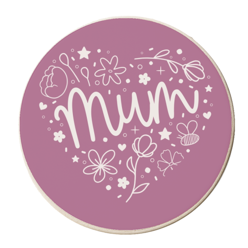 Love heart shape mum Mother's Day print - personalised beer coaster by The Girl Next Draw