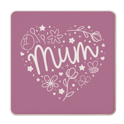 Love heart shape mum Mother's Day print - personalised beer coaster by The Girl Next Draw