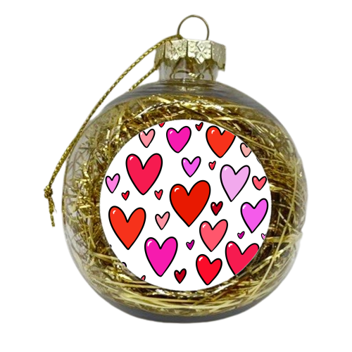 Love hearts - xmas bauble by PixieDrew