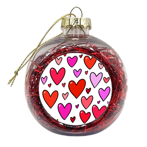 Love hearts - xmas bauble by PixieDrew