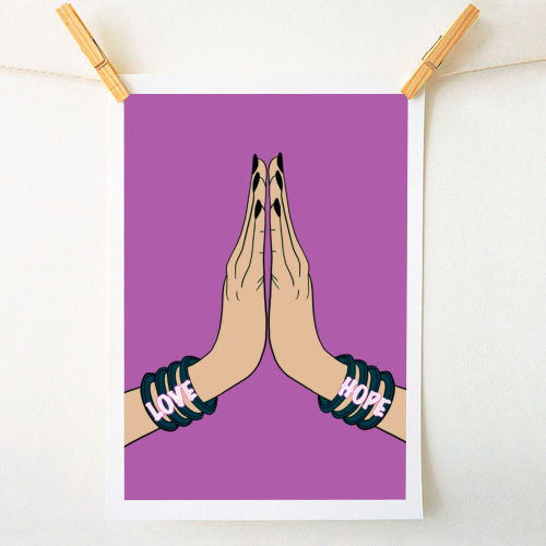 Love Hope Namaste - A1 - A4 art print by Nida Designs