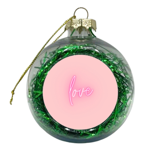 Love in pink typography - xmas bauble by Proper Job Studio